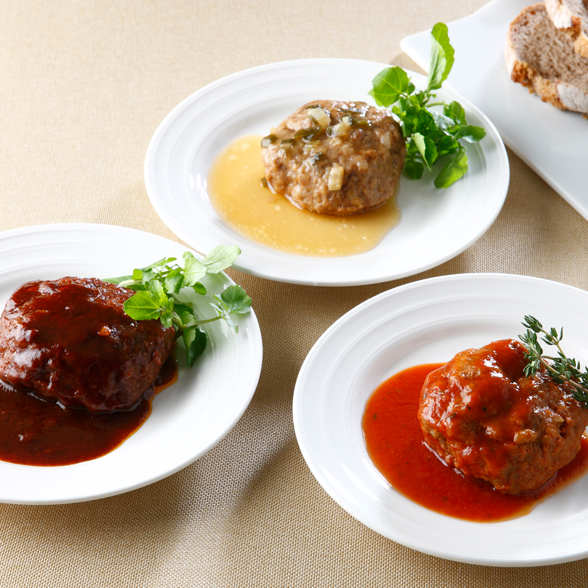 黒毛和牛入りハンバーグ3種食べ比べ